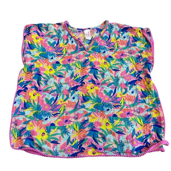 Cat & Jack Tropical Pom Pom Swim Coverup - Girls Medium - Picture 1 of 4